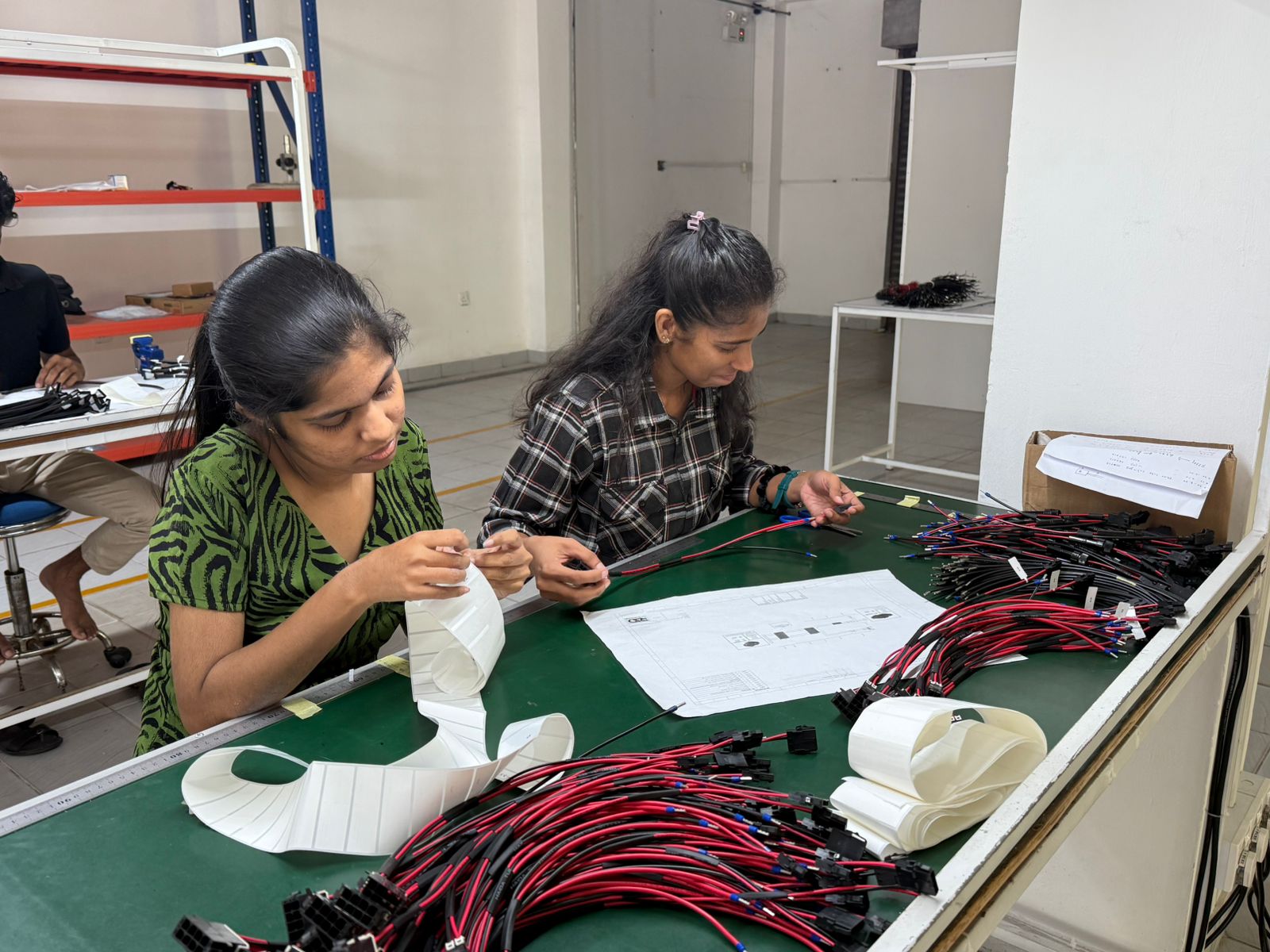 Team assembling wire harnesses
